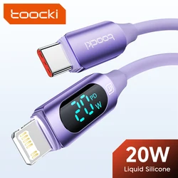 Toocki PD 20W Fast Charging Type C Cable For iPhone 14 13 12 11 Pro Max X XR XS Silicone Smart Digital Display Phones Data Cable