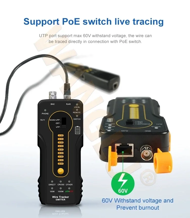 Wire Tracker CT-66 Cable Type Detection Wire Tracker Emitter Wire Receiver  RJ45 Cable RJ11 Cable Support Various Tracing