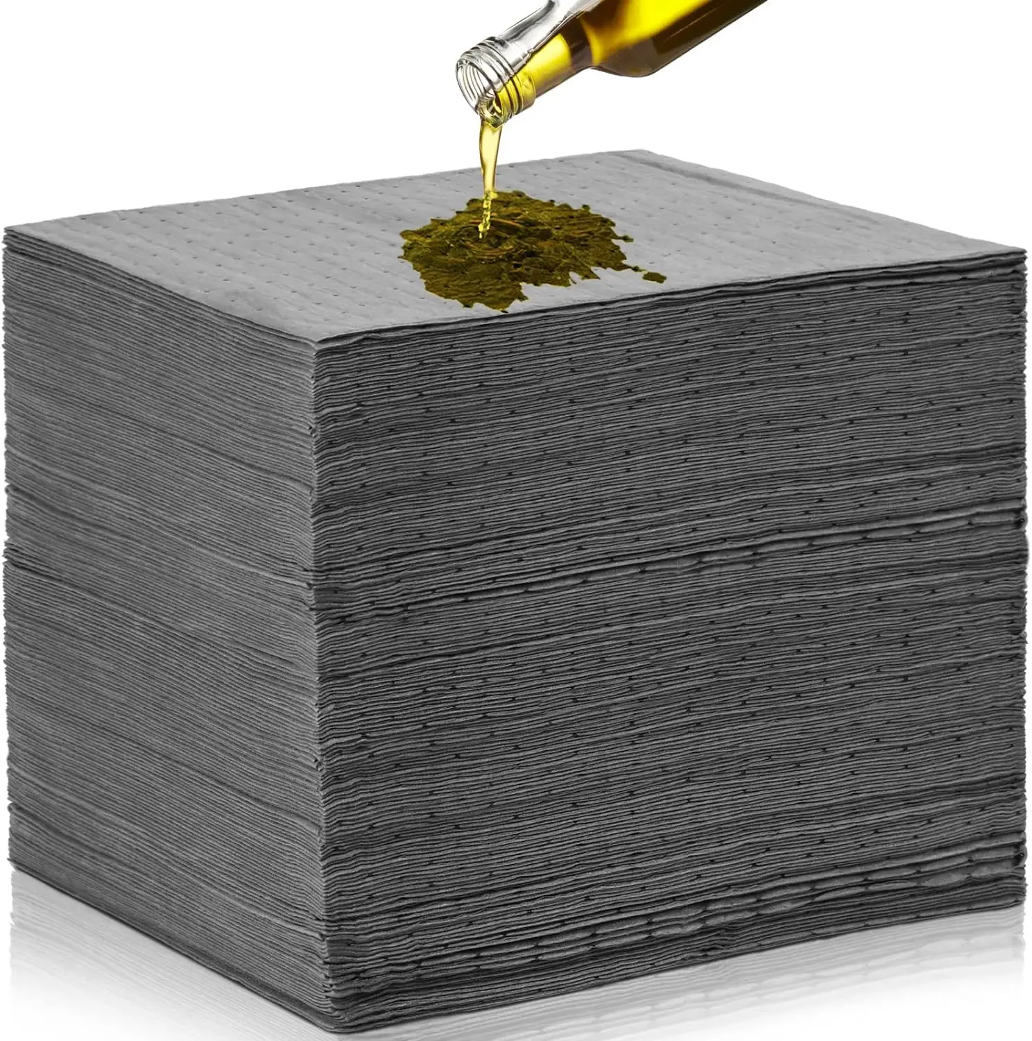 OEM accettato 100 pezzi in scatola di prodotti di sicurezza grigi 38 cm x 48 cm Tappetini assorbenti per versamenti di olio con distintivo in polipropilene