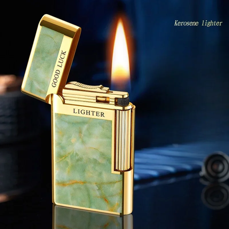 Metal Relief Rose Side Sliding Grinding Wheel Kerosene Lighter Personalized Creative Portable Open Flame Lighter High-end Gift