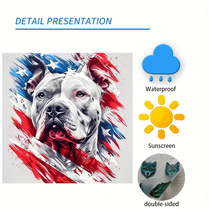 Patriotic American Flag Bull Terrier Dog Stickers Decals Funny Waterproof Vinyl Car Sticker for Cars Motorcycle Laptop Notebook