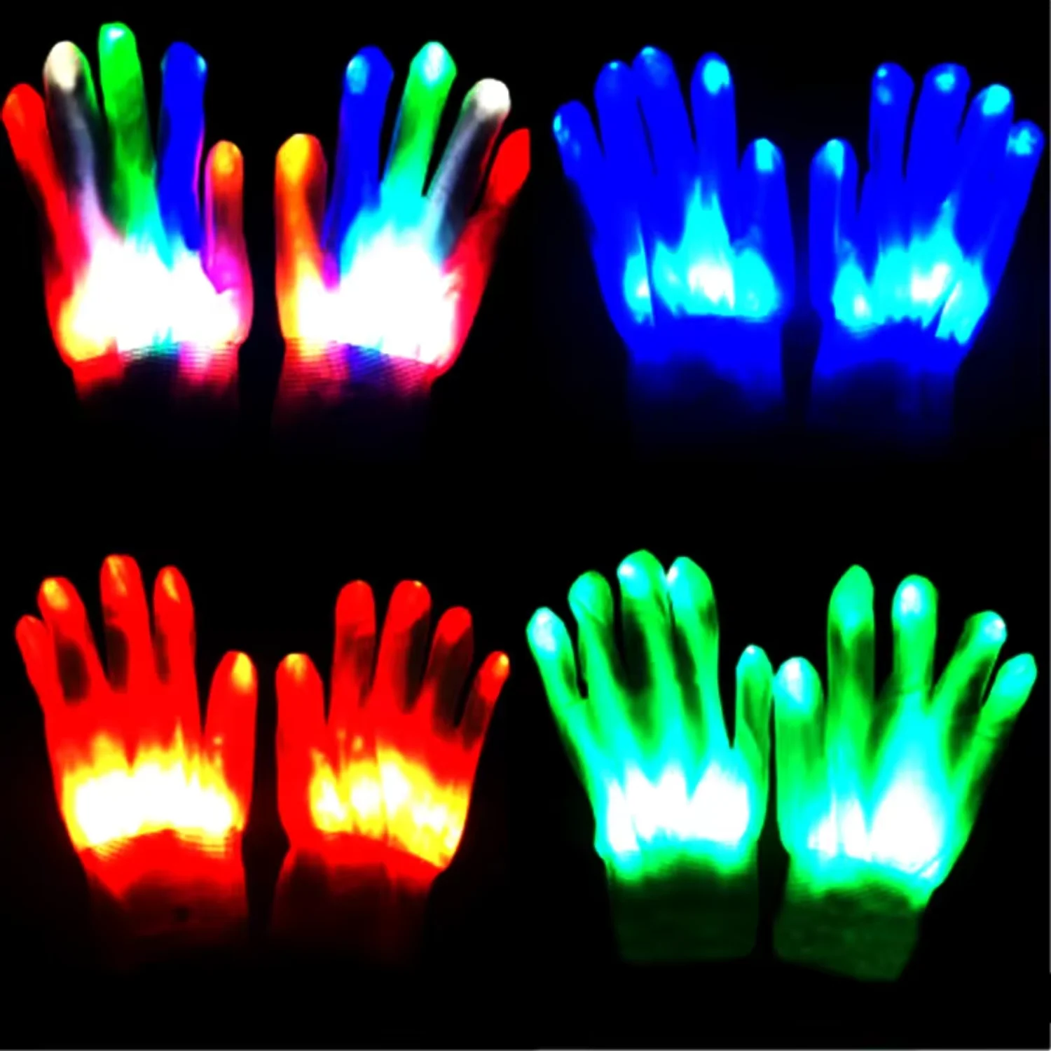 Wholesale Adult Halloween Glow Light Up Gloves Colorful Rave LED Finger Light Gloves Festival Party LED  Gloves Cake decoration