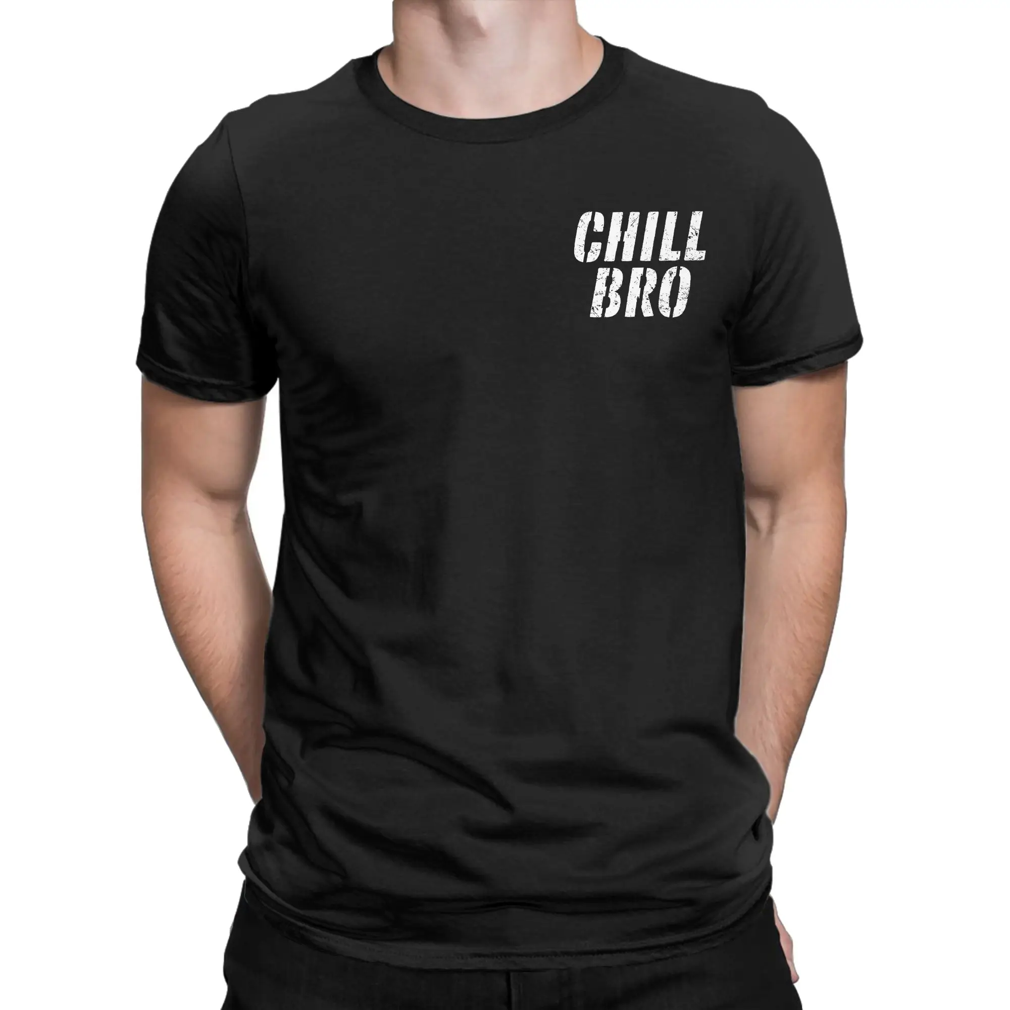 Chill Bro Relax Just Chilling T Shirts Men's  Cotton Novelty T-Shirts Crew Neck Funny Meme Tees Short Sleeve Clothes Plus Size