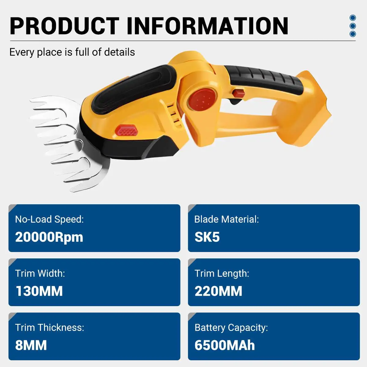 Imagem -03 - Cortador de Hedge Elétrico sem Fio Cortador de Grama Doméstico Lâmina Grama Tesoura Ferramenta de Jardim Makita 18v Bateria 20000rpm