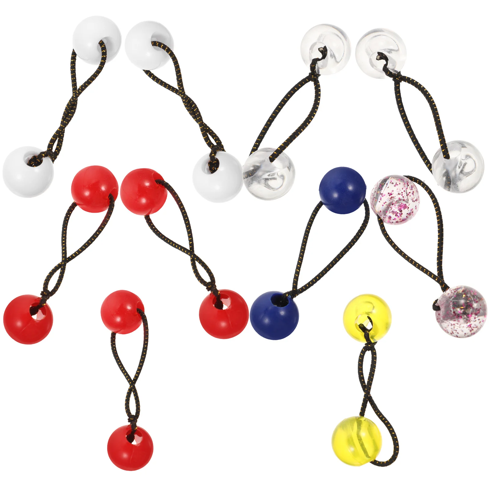 10 Pcs Ponytail Double Bead Head Rope Kid Hair Ties Toddler Ribbons Ball Cute Elastic Holder Dribble