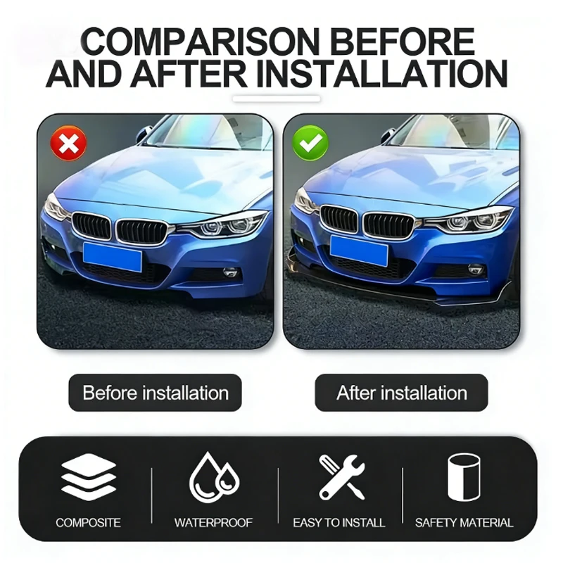 5Pcs ABS Material Universal Car Front Bumper Separator Bumper Lip Body Kit Duck Lip Separator For Volvo S60 Car Accessories view 5