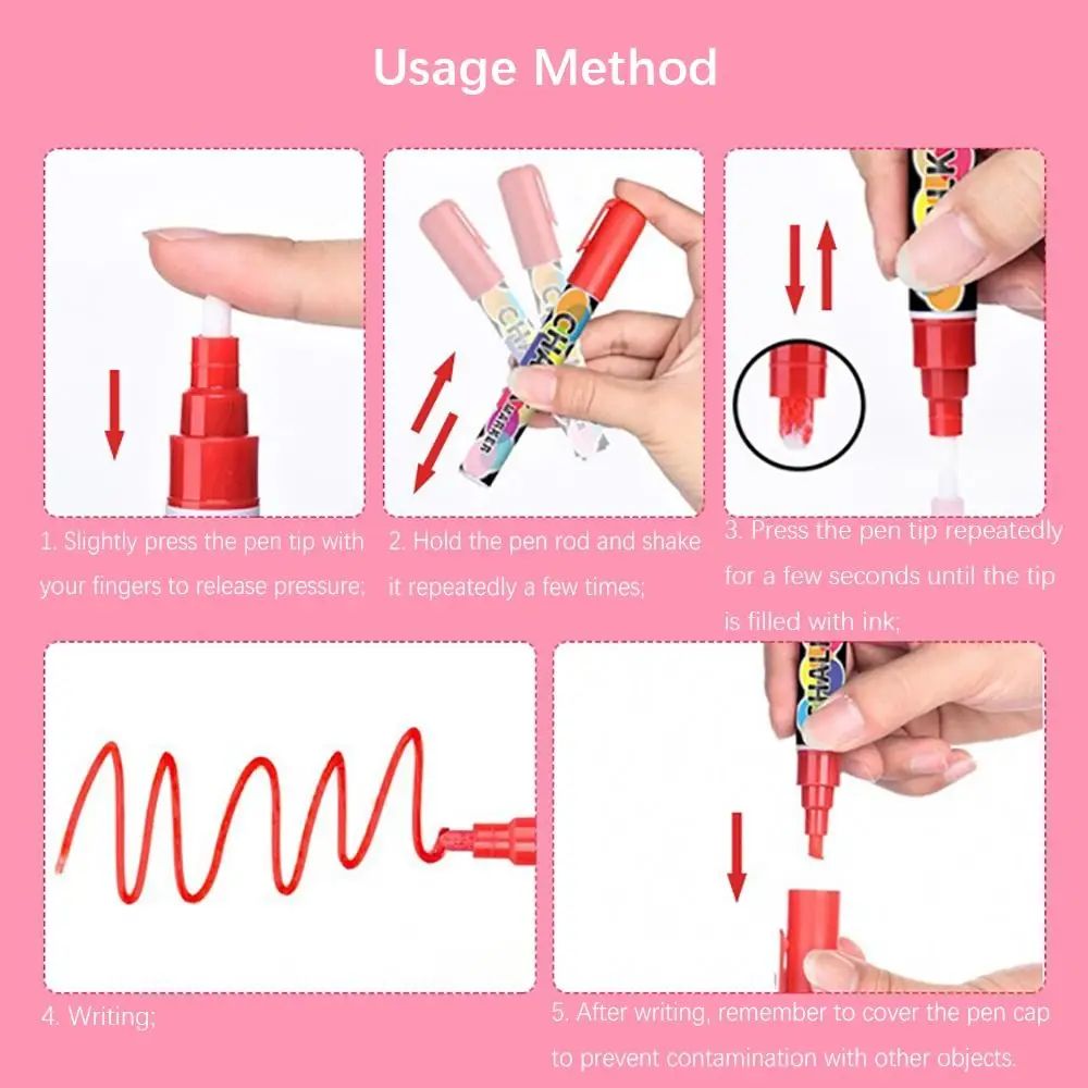 Pennarello per gesso liquido multicolore portatile Penna cancellabile Clip Evidenziatore cancellabile Solubile in acqua Penna artistica per bambini Ceramica
