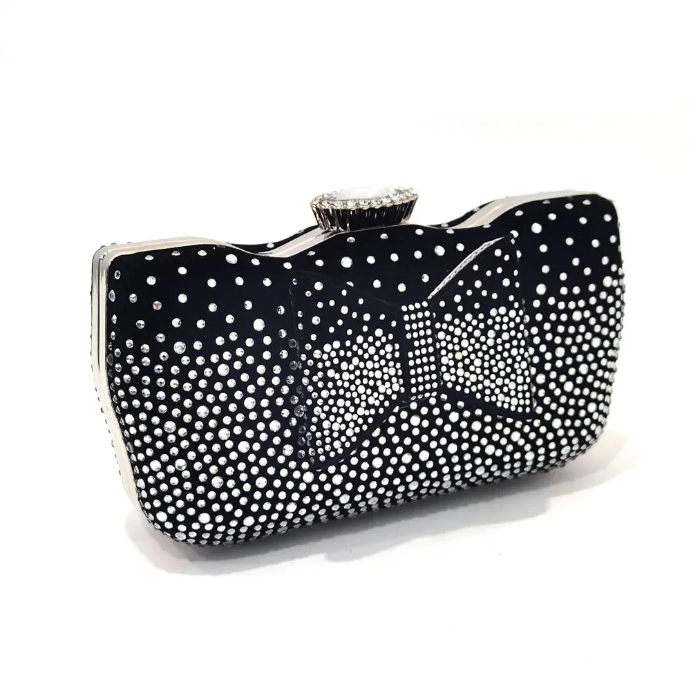 Elegante Schwarze Damen-Sandalen mit Blockabsatz, Plateau, Peeptoe und Strass-Verzierung & Clutch-Tasche Set für Hochzeit, Party und Abendveranstaltungen – Detail 27