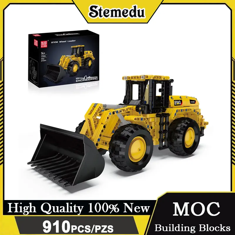 몰드 킹 17084 972M 휠 로더 블록 조립식 엔지니어링 차량 모델 버킷 포함 기술 STEM 교육 장난감 어린이 선물