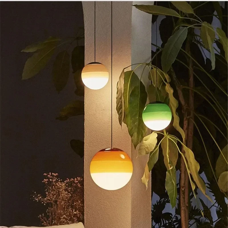 Designer Dipping Led Pendant Lights Nordic Colorful Glass Ball LED Hanging Lamp Bedroom Hotel Art Creative Balloon Suspension