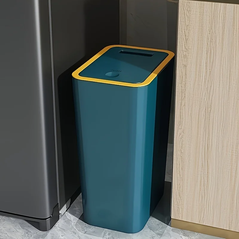 10L Smart Trash Can With One Button Pop Up Lid High Looking Anti Odor Lidded High End Slit Paper Basket For Home Toilets