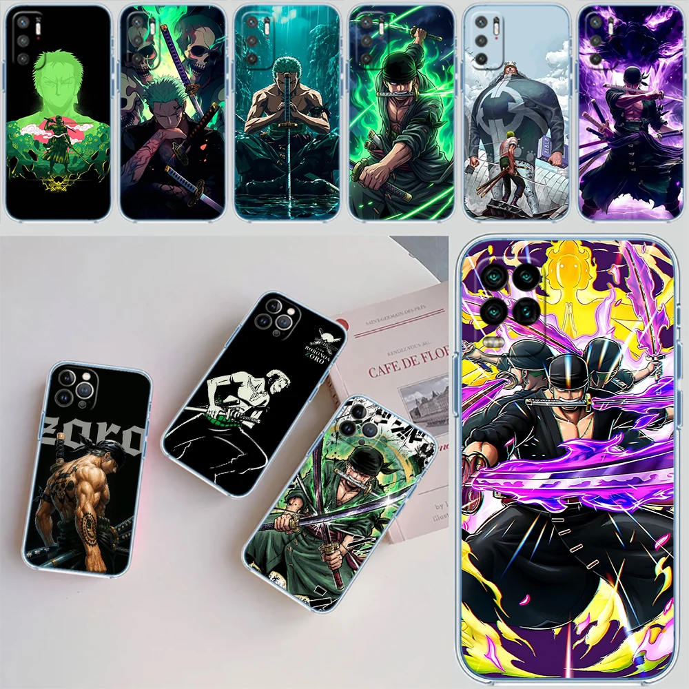 Funda Transparente para Teléfono UN28 One Piece Zoro para Motorola Moto G40 G04 G05 One Ace Action Fusion + Plus Hyper Macro Vision Zoom