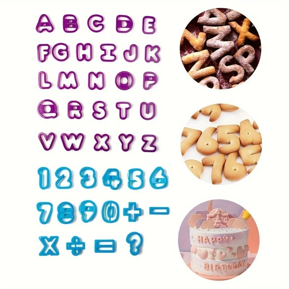 26 Letters Set Plastic Cookie Cutters 16 Numbers Set Durable Mold Alphabet Biscuit Cutters Easy Release Shape Plastic Material