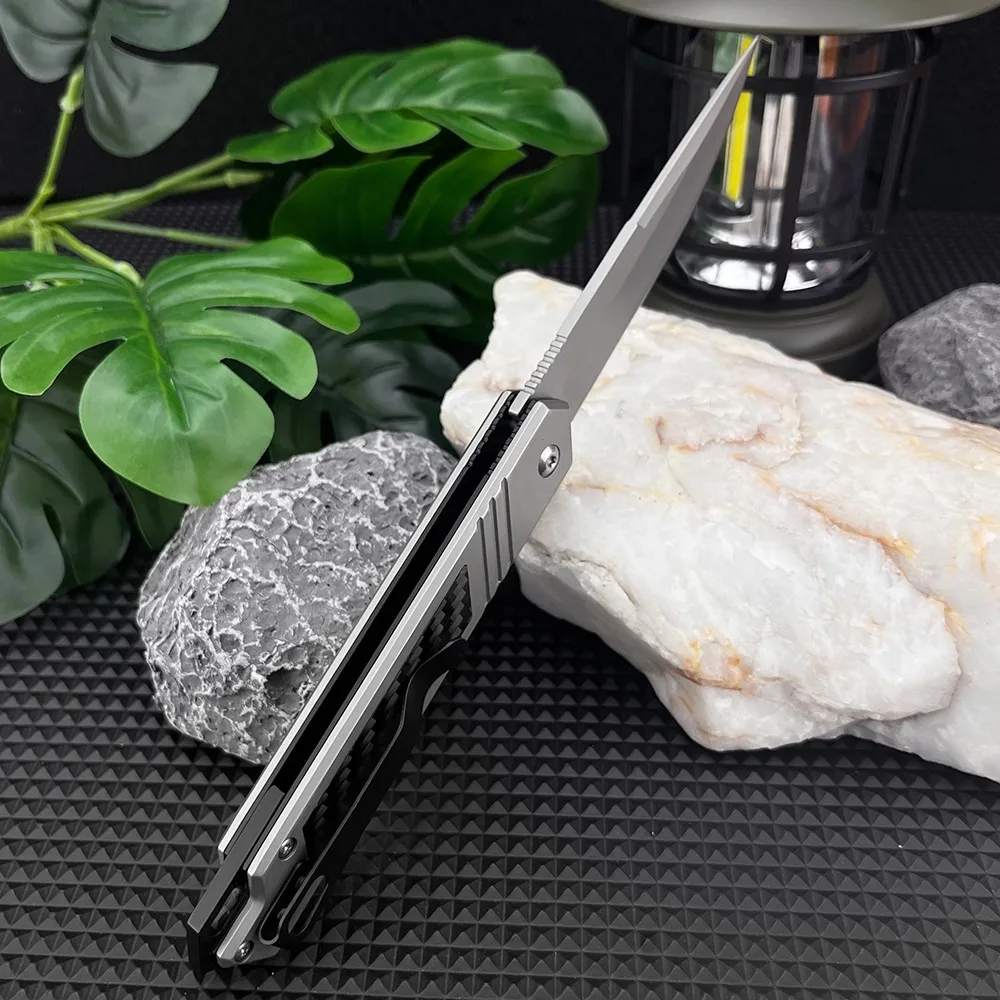 Nuovo FA89 Coltello a cintura pieghevole 5Cr13MoV Lama 420 Intarsio in acciaio Manico in fibra di carbonio EDC Jungle Coltello da campeggio Coltello da sopravvivenza all'aperto