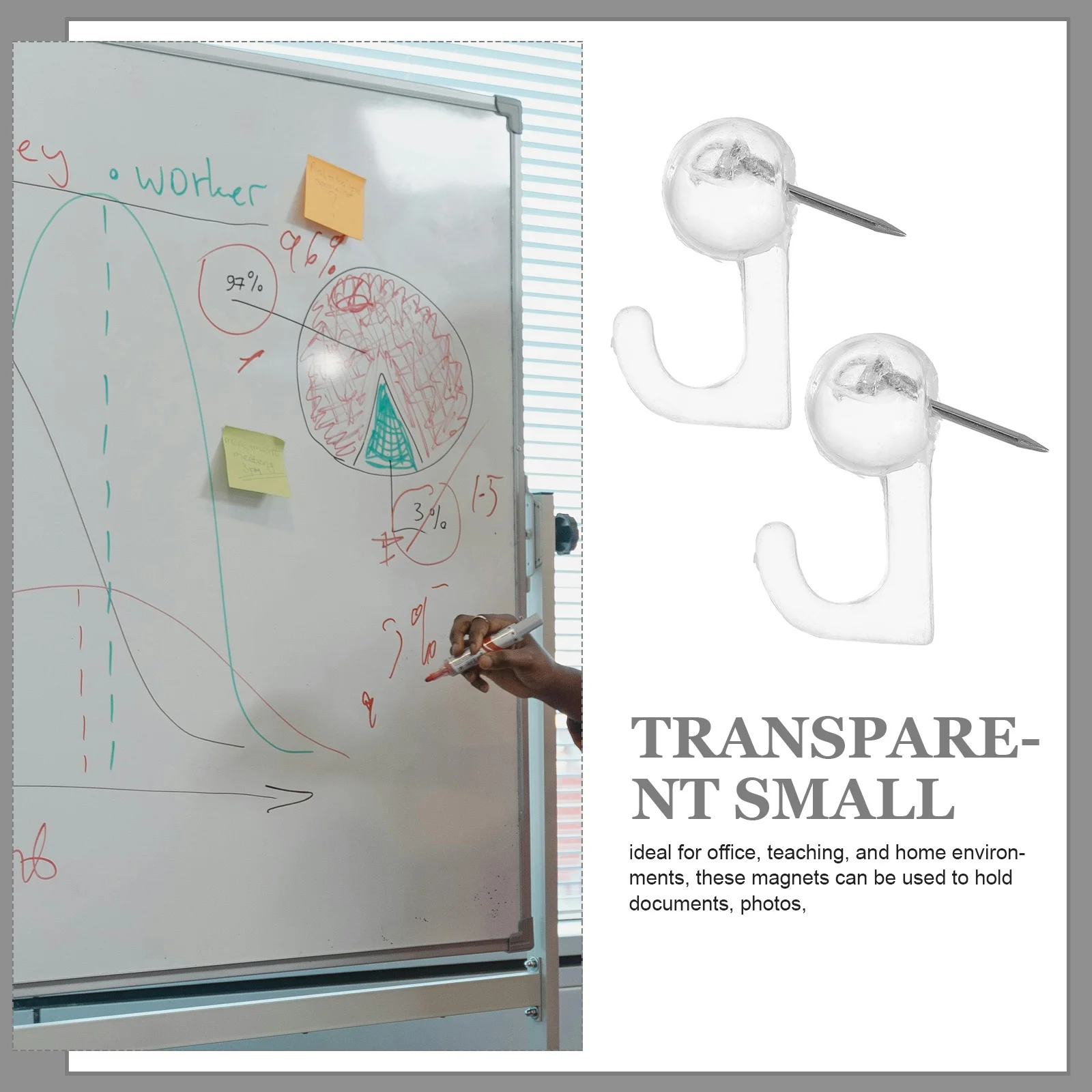 100 Pcs Thumb Tacks for Hanging Pictures Clear Decorative Wall Hanger Thumbtacks Bulletin Board Hooks