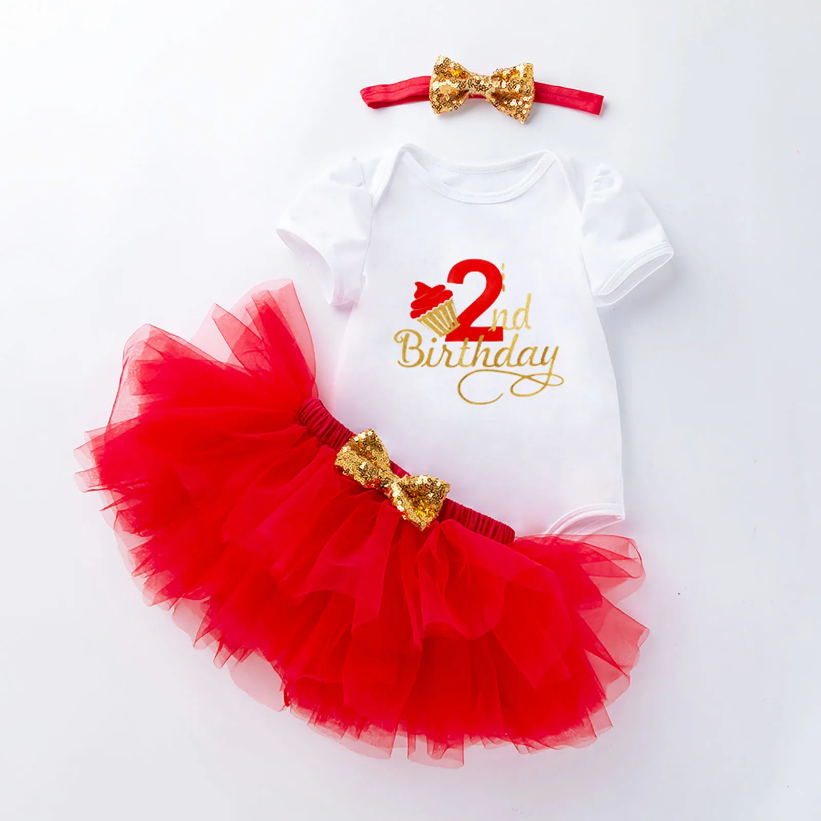 عيد الميلاد الثاني ارتداءها توتو مع مجموعة عصابات رأس طفلة عيد ميلاد الزي فتاة القمامة رقيق حفلة توتو صورة تبادل لاطلاق النار ملابس الصيف