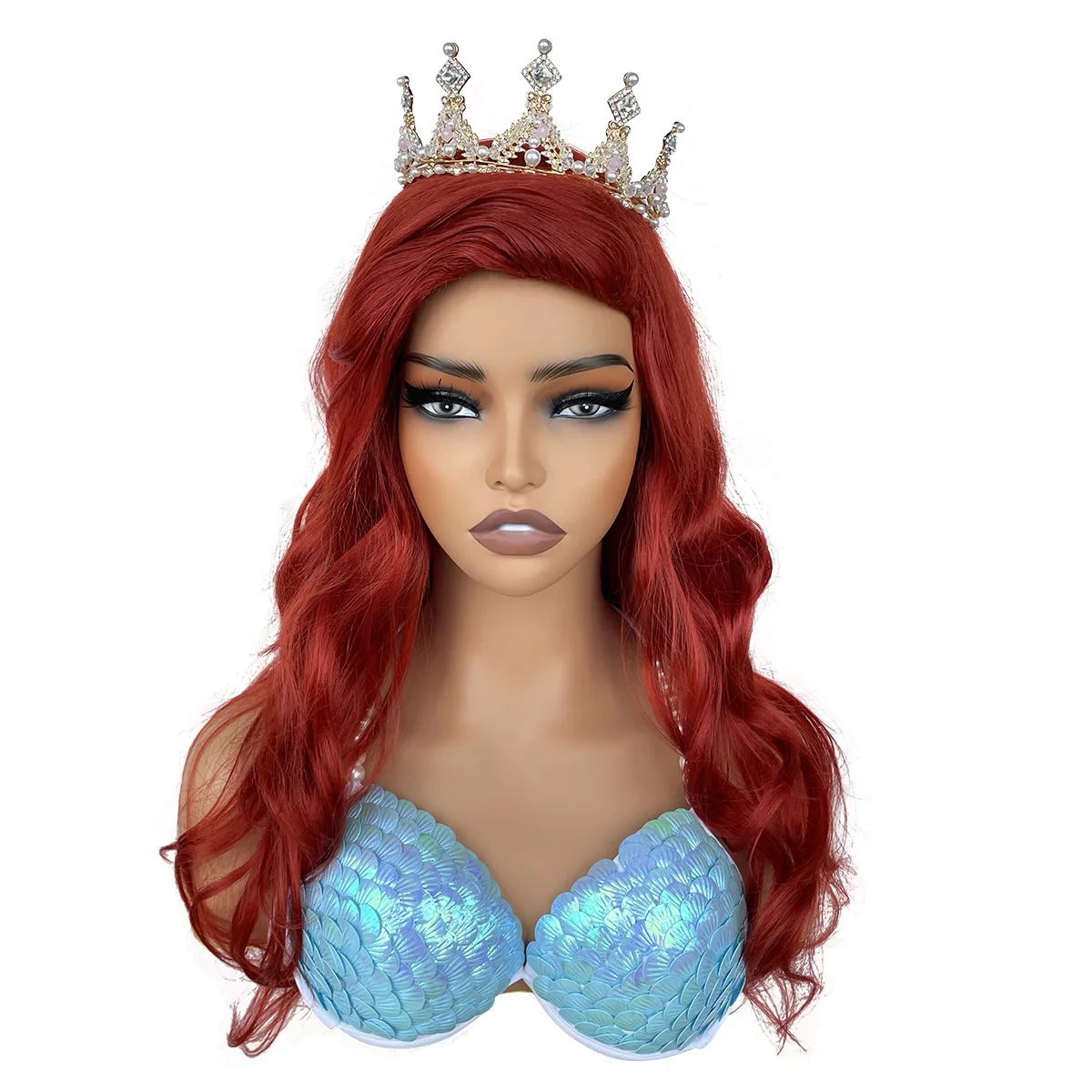 BCHR Jessica Rabbit Wig Long Curly Wavy Auburn Red Mermaid Wigs for Women Side Part Natural Looking Cosplay Synthetic Fiber Wig