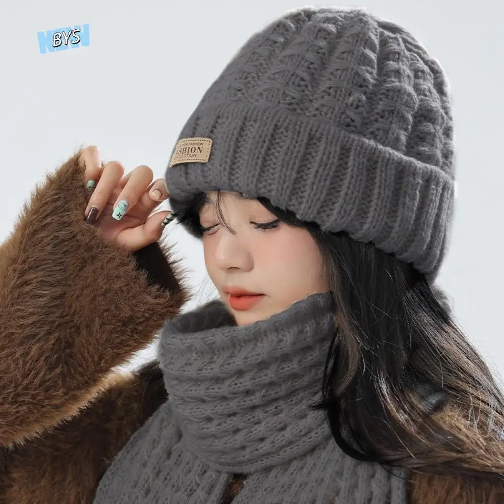 2 шт. модная ветрозащитная вязаная шапка, шарф, корейский стиль,