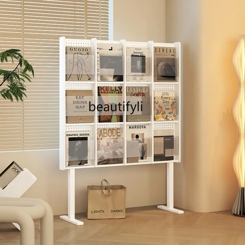 Cream Wind Books and Magazines Rack Floor-to-ceiling living room, shelf, hole board, display rack