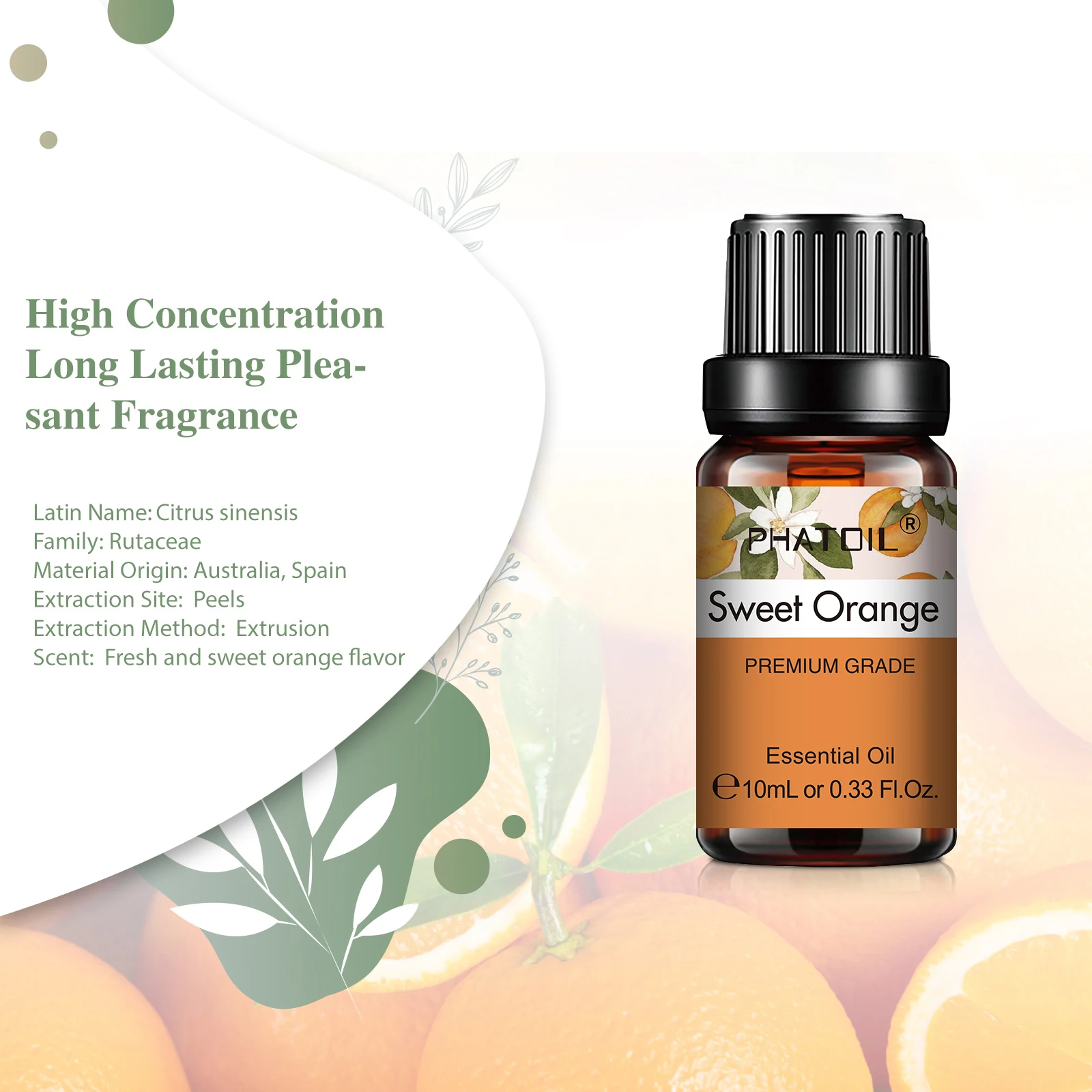 PHATOIL 10ml huile essentielle de vanille pour bougies aromatiques faisant Spa Massage humidificateu