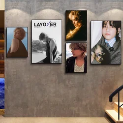 Kpop Kim Tae Hyung V Layover Movie poster appiccicosi Vintage Room Home Bar Cafe Decor Room Wall Decor