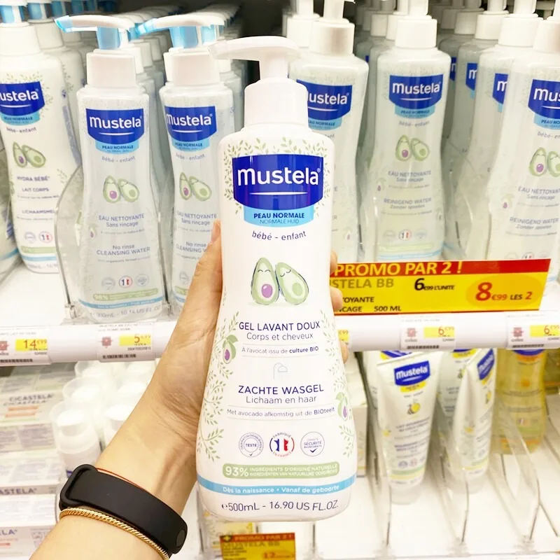 Mustela Champú y Gel de Baño 2 en 1, 500 ml, Limpiador Suave para Recién Nacidos, Bebés y Niños