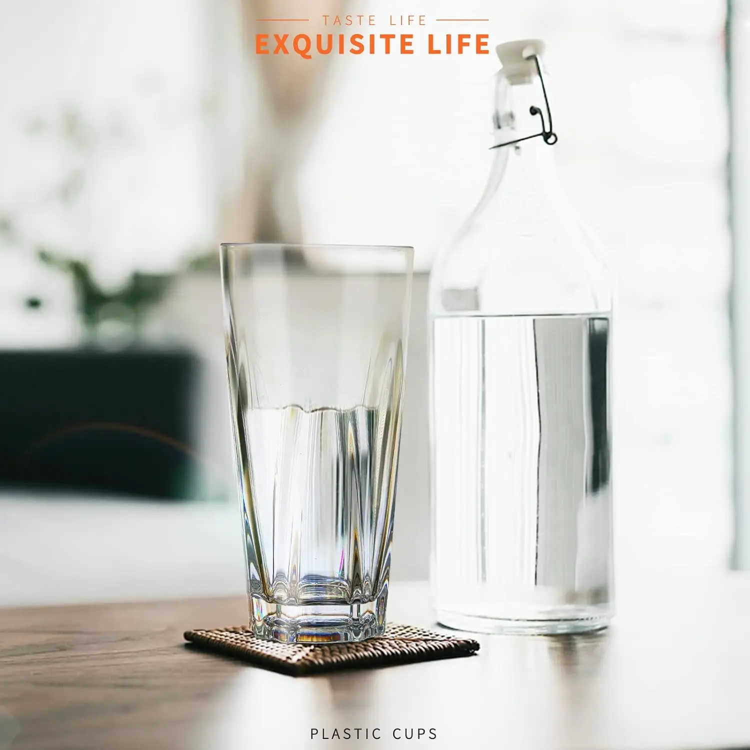 Stapelbare Kunststoffbecher, 4er-Set, Acryl-Trinkgläser für Kinder zum Trinken von Saftwasser, Camping, tragbare Tassen, Picknicks, Grillen