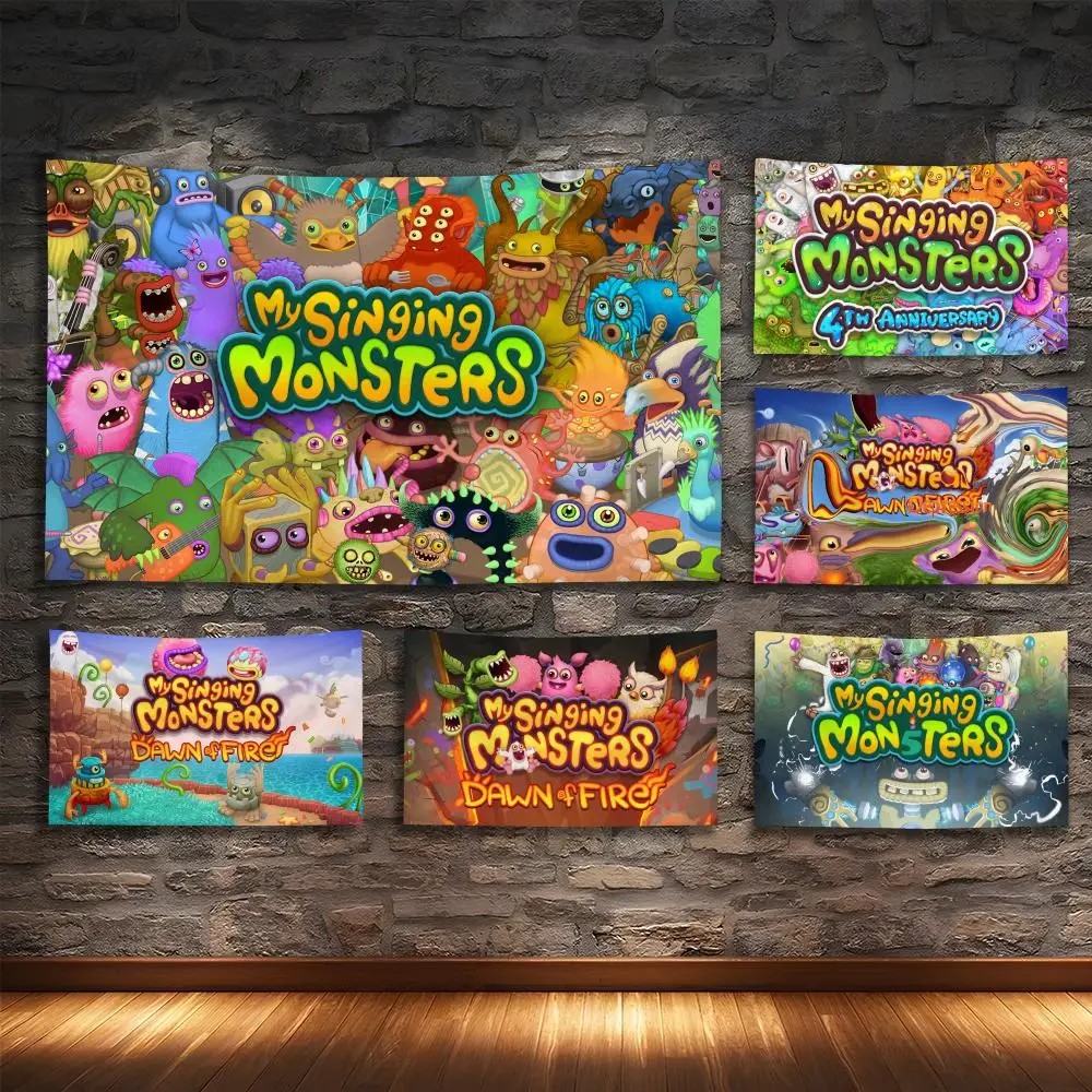 My Singing M-Monsters Tapestry Custom Living Bedroom Party Dormitory interior Wall bohemian Decoration Attached clip