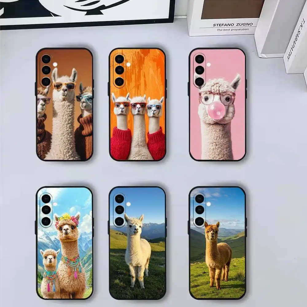 

Funny Animals A-Alpaca-EA Phone Case Black Silicone Soft For Samsung Galaxy A73,A72,A71,A70,A53,A52,A51