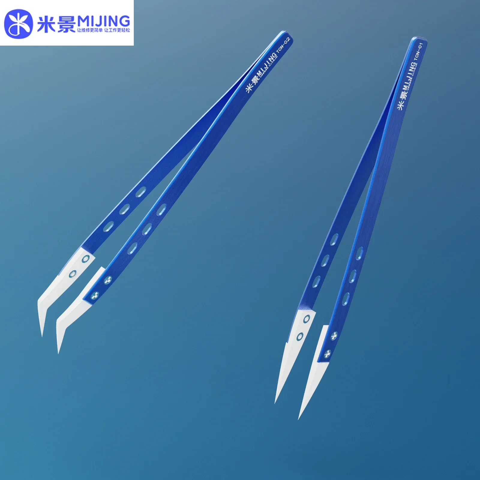 MIJING TCN-01/02 Ceramic Bent Tweezers Anti-static Straight Tip Stainless Steel Tweezers Mobile Phones Maintenance Repair Tools