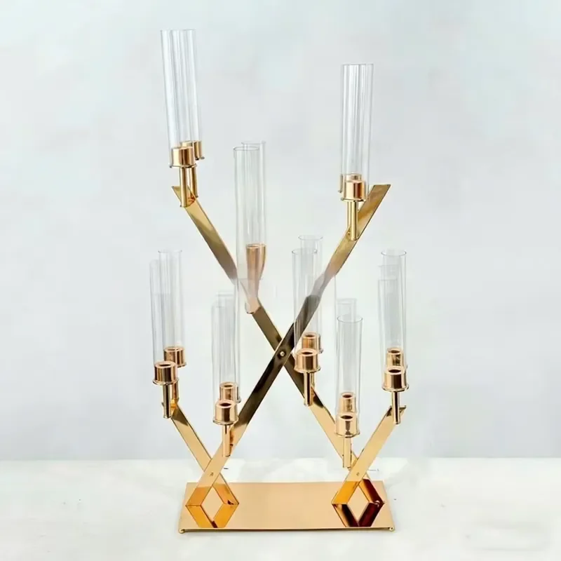 Wedding Golden 16-head Iron Art Candle Holders High Quality Valentine's Day Christmas Romantic Festive Party Table