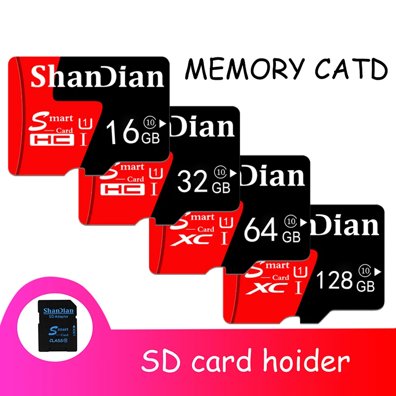 

High Speed Memory Card 128GB Free Card Reader SD Card 64GB Red TF 32GB Mini Storage Devices 16GB for Camera 8GB for Tachograph