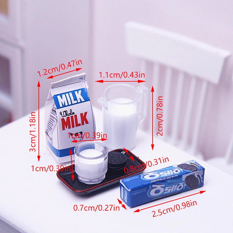 6Pcs Dollhouse Miniature Oreo Milk Breakfast Model Decoration DIY Accessories For Doll Kitchen Set Furniture Accessories Toy