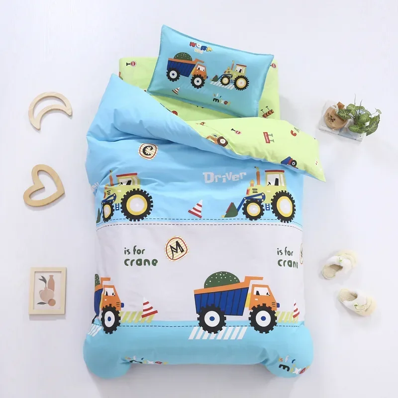 3pcs/set Cartoon Cotton Bedding Set Crib Linen Kit Kindergarten Bed Sheet Pillowcase Duvet Cover Without Filler  CP27