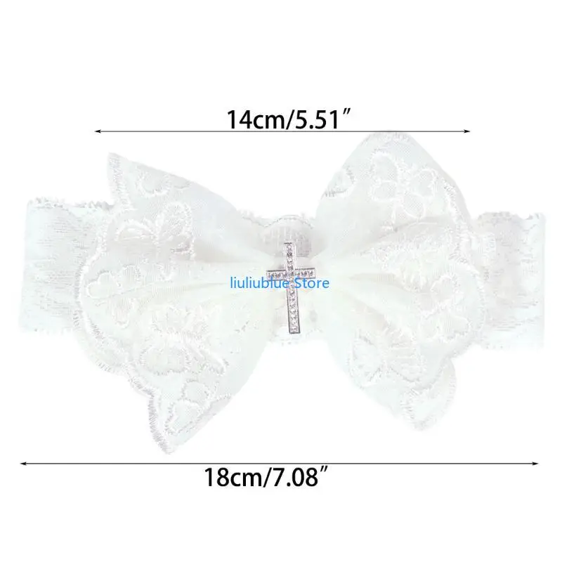 أقواس شعر من الدانتيل لربطة شعر مرنة للأطفال البنات باللون الأبيض 62CF #6