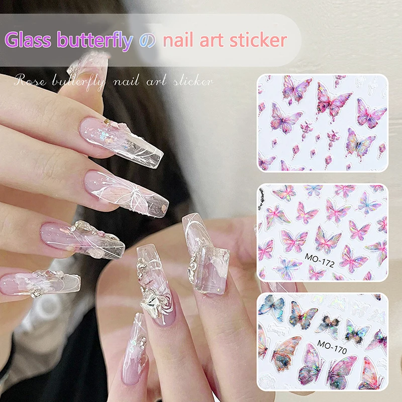 Nieuwe Vlinder Levensechte Nagelsticker Aurora Zoete Nagel Styling Stereoscopische Relief Nagelsticker Nail Art Salon Nail Art Liefhebbers