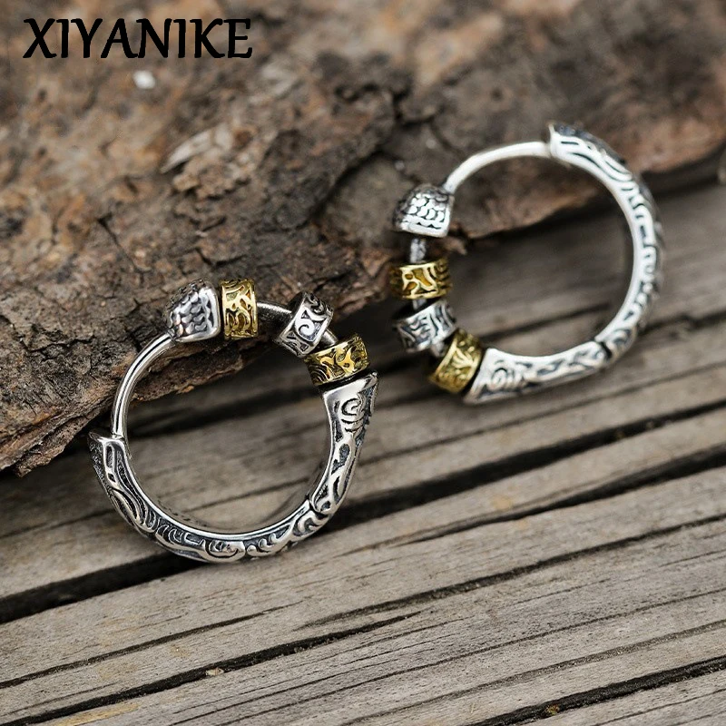 

XIYANIKE Unique Design Round Circle Hoop Earrings For Men Women Vintage Fashion New Jewelry Couple Gift Party серьги женские