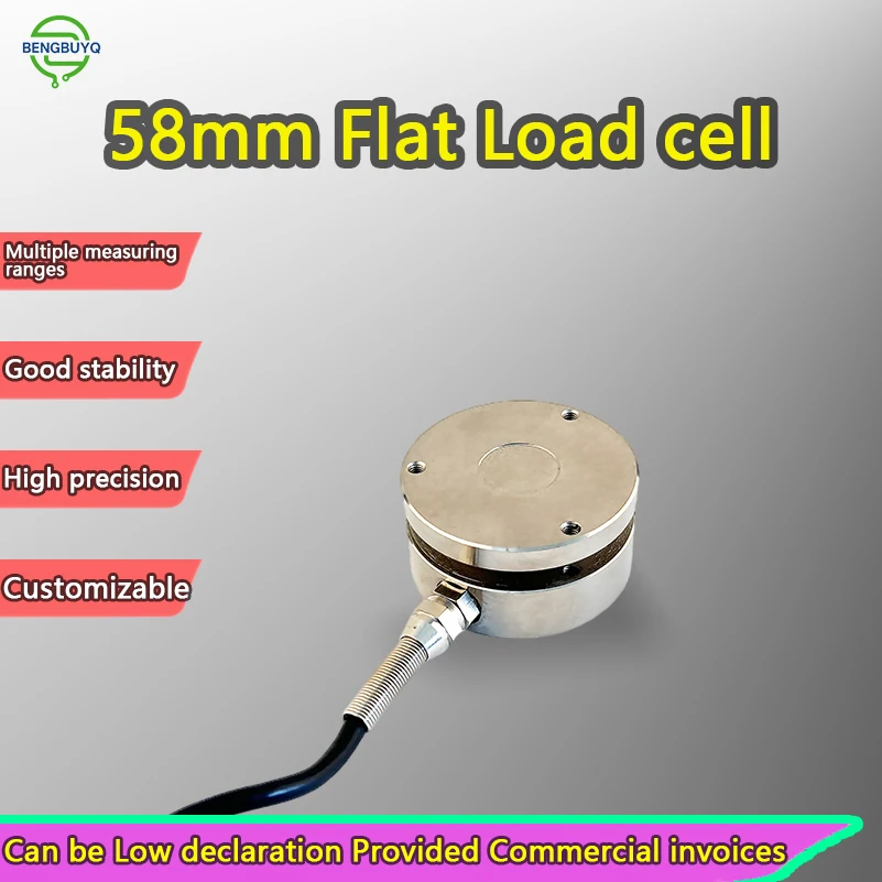 Célula de carga BENGBUZZYQ 58mm Sensor plano 10kg-5t com indicador digital de 5 dígitos, kit de sistema de pesagem de liga de aço IP66 de 1,0-2,0 mV/V