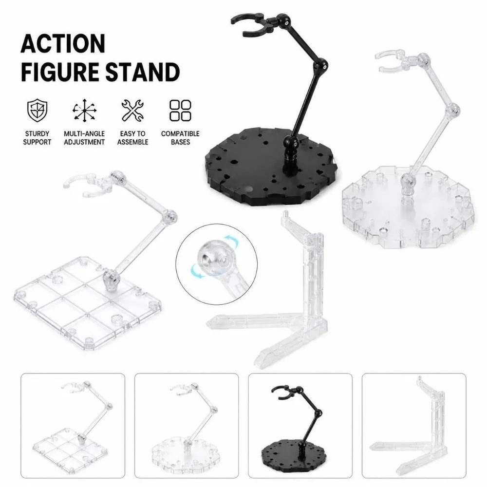 Perfect Transparent Action Figure Display Stand Movable Rack Action Figure Base Assembly PVC Figure Stand Dolls Accessories