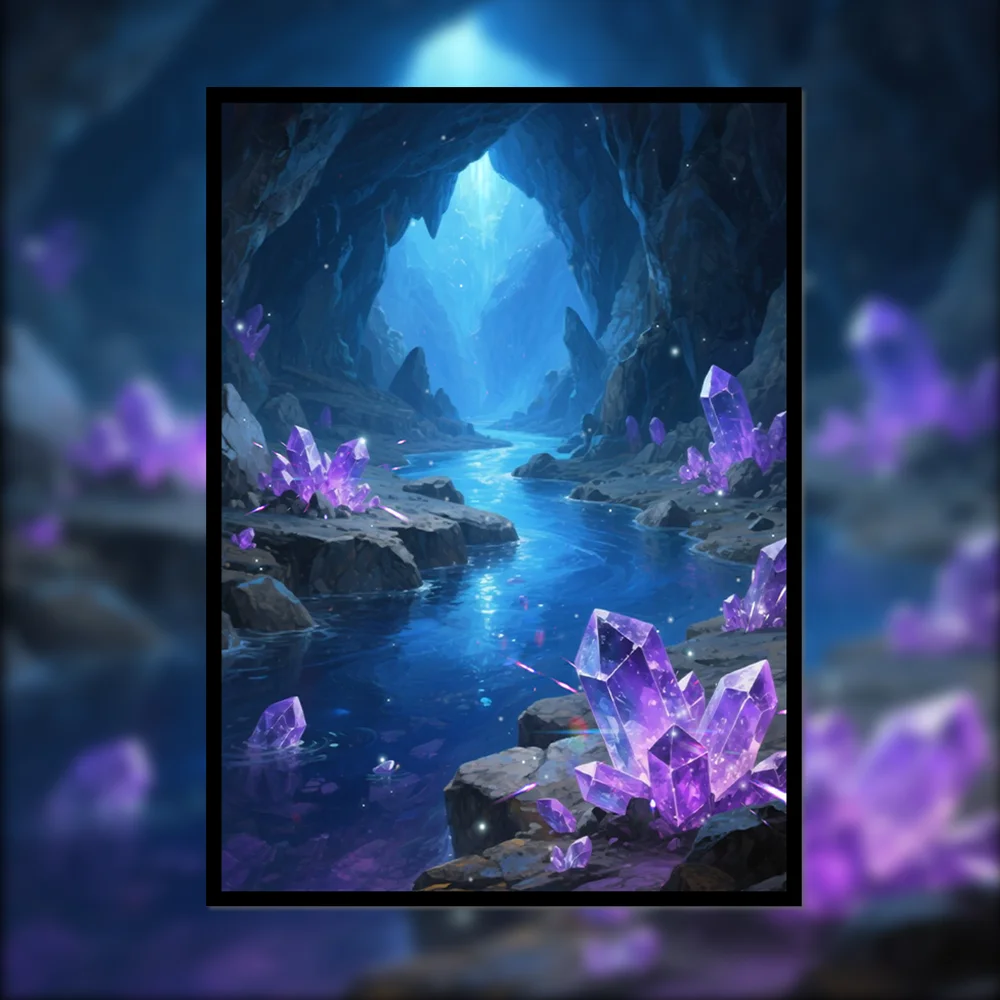 60PCS 66x91mm Dark Sea Cave Art Card Sleeve Toploading Trading Card Sleeves Design Compatible With TCG MTG PTCG Sports Cards