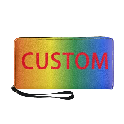 Carteira personalizada padrão personalizado/texto/nome embreagem zíper impressão carteira clipe de dinheiro titular do cartão de crédito viagem moeda bolsa presente