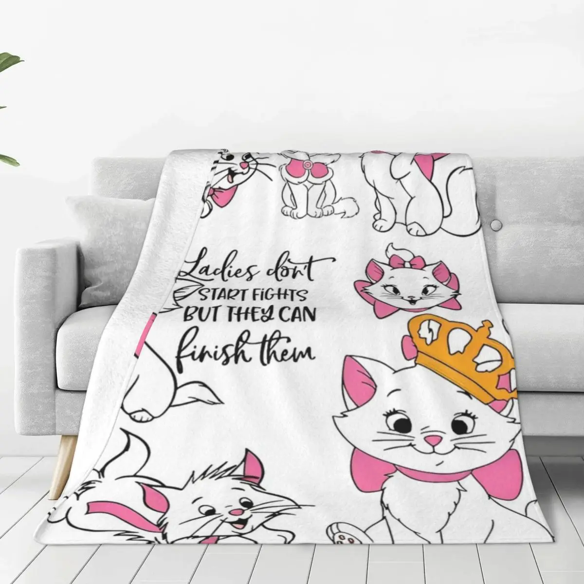 Warm Soft Blanket Travel Marie Cat Cartoon Throw Blanket Flannel Bedspread For Couch Chair Novelty Sofa Bed Cover