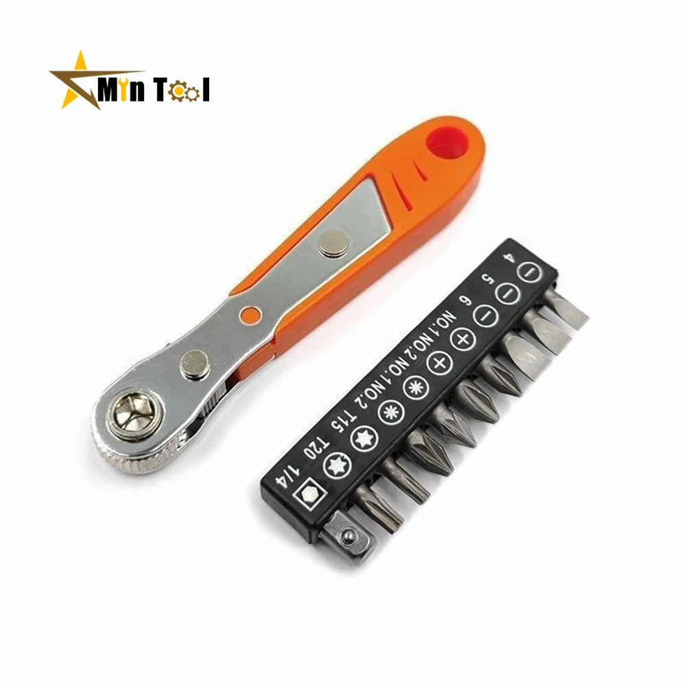 Hexagon Ratchet Spanner Wrench 10 Pcs Drive Screwdriver Bit 1/4inch Mini Quick Release Socket Tool Repair Hand Tool