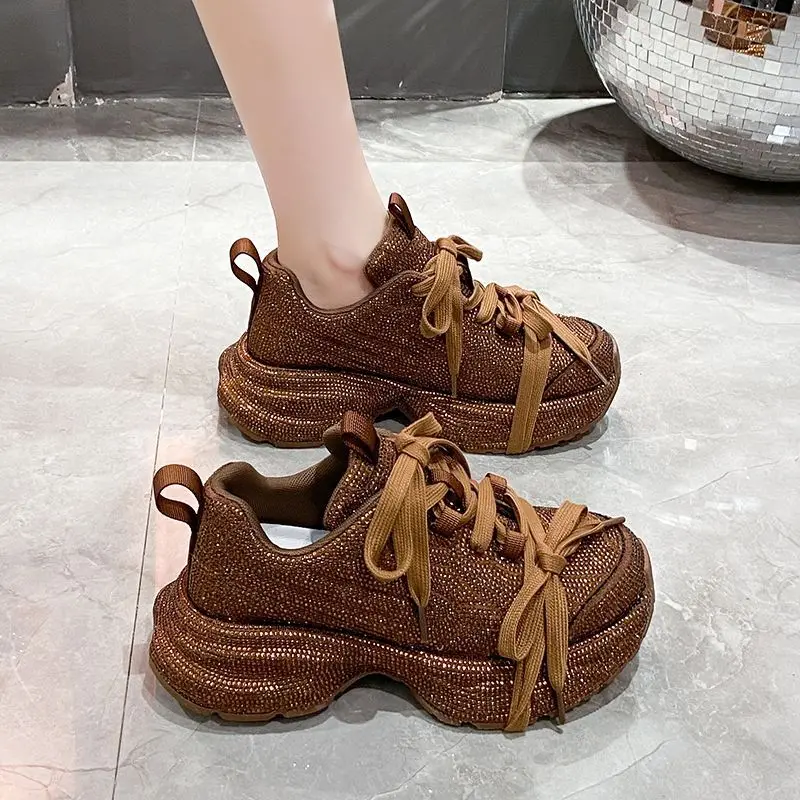 

Ankela Red Rhinestone Platform Women's 2026 New Spring Versatile Internet Celebrity Explosion Fashion Sports and Leisure Shoes