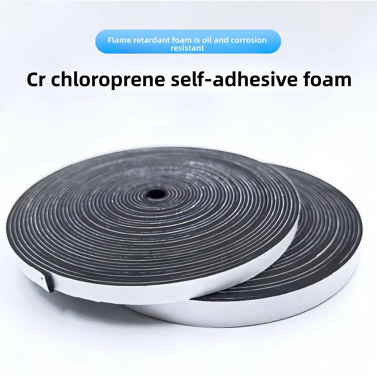 CR Neoprene Foam Single Sided Adhesive Tape, Fire Retardant Shock Absorbing Sealing Sponge Strip