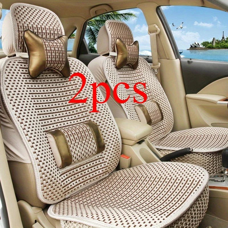 

1/2/5ps Gold Car Seat Cover Ice Silk Breathable Car Seat Cushion 5 Seats Universal for All Seasons Summer Cool Car Seat