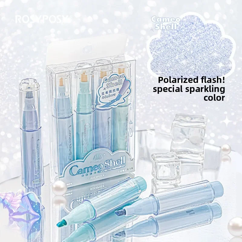 

RosyPosy Fritillary Highlighter Clear Color Series Flashing Girl Heart Highlighter Marker Pen Color Pen Hand Account Tool