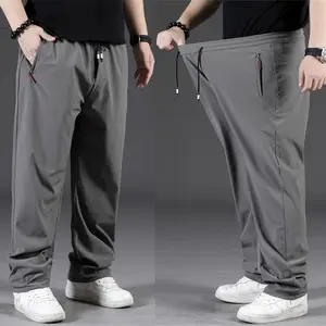 2023 Men Spring Summer Fashion Quick Dry Baggy Pants Male Casual Elastic Waist Trousers Men Solid Color Loose Sweatpants D204