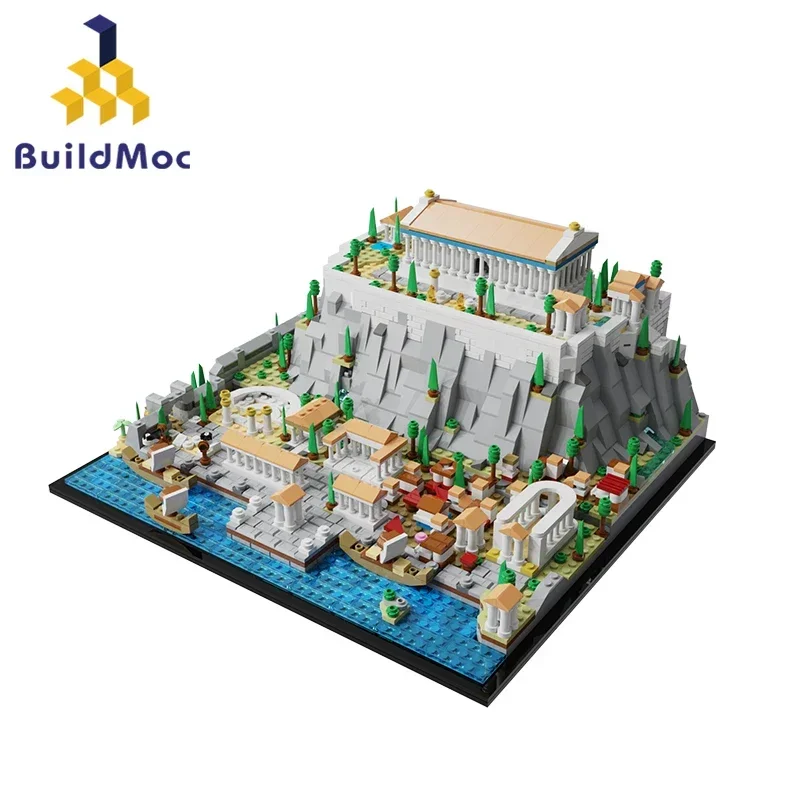 

BuildMoc Greece Acropolis of Athens Building Blocks Set Parthenons Palace Castle Tower Architecture Bricks Toy For Children Gift