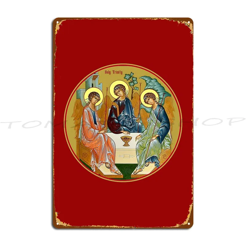 Icon Holy Trinity, Round  Metal Plaque Bar Cinema Club Party Classic Printing Tin Sign Poster